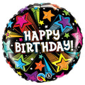 Qualatex Birthday Colorful Shooting Stars 18 Inch Foil Mylar Balloon [41660]