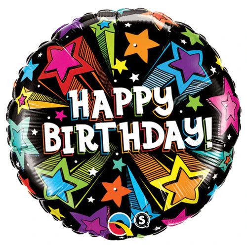 Qualatex Birthday Colorful Shooting Stars 18 Inch Foil Mylar Balloon [41660]