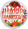 Thanksgiving  18 Inch Mylar Balloon - Fall Theme Balloon - 1 Pack NOT INFLATED [38160]