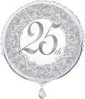 25th Anniversary Silver 18 Inch Foil Mylar Balloon [52279]