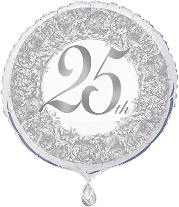 25th Anniversary Silver 18 Inch Foil Mylar Balloon [52279]