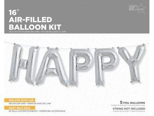 HAPPY 16 Inch  Air-Fill Foil Mylar Balloon Kit [01242]
