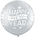 Qualatex 30 Inch New Year Confetti Dots-A-Round Silver Latex Balloons 2 Pack [19173]