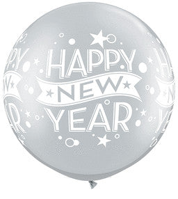 Qualatex 30 Inch New Year Confetti Dots-A-Round Silver Latex Balloons 2 Pack [19173]
