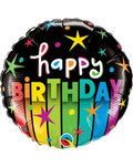 Happy Birthday Colorful Stripes 18 Inch Foil Mylar Balloon [25284]
