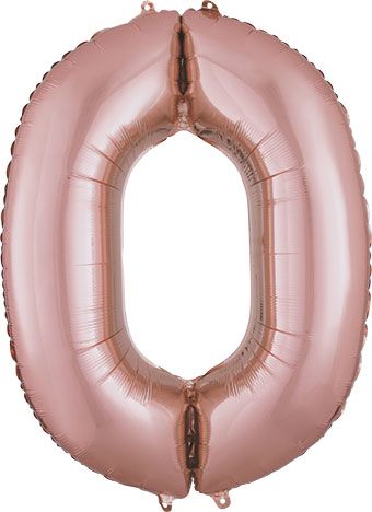 Number 0 Jumbo Balloon 34 Inch Foil Balloon Rose Gold Color [36190]