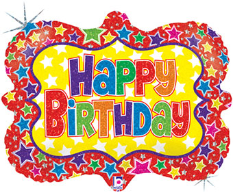 Large Shape Happy Birthday Picture Fram Holographic 30 Inch Balloon - 1 Pack NOT INFLATED [85823]