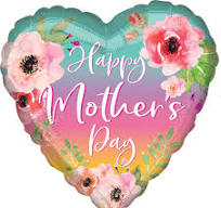 Happy Mother's Day Flowers & Ombre Jumbo Heart Shaped 28 Inch Foil Mylar Balloon [40857]