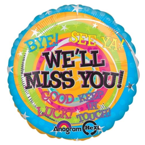 We’ll Miss You! 18 Inch Foil Mylar Balloon [17964]