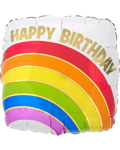 Happy Birthday Gold Rainbow 18 Inch Foil Mylar Balloon [41742]