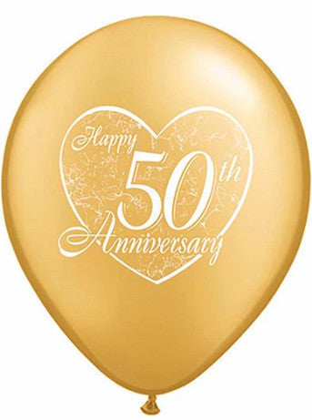 Happy 50th Anniversary 11 Inch Gold Latex Balloons 50 Count [37185]