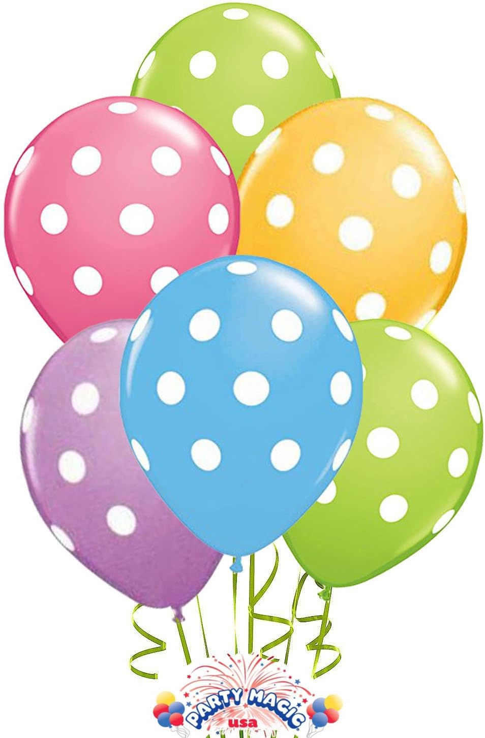 12 Polka Dot Balloons Bright Festive Colors (Assorted Colors) [Q012PSPD11]