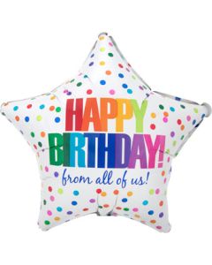 Happy Birthday From All of Us Star Shaped 18 Inch Foil Mylar Balloon [41313]