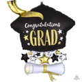 Elegant Satin Grad Cap and Diploma Shape 29 Inch Foil Mylar Balloon [40915]