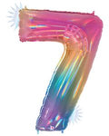 Megaloon Number 7 Opal Rainbow 34 Inch  Foil Mylar Balloon [15847RW]