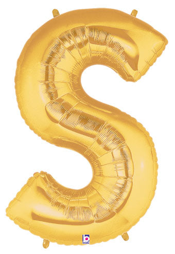 Megaloon Letter S Gold 34 Inch Foil Mylar Balloon [15919G]