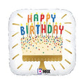 Happy Birthday Cake with Candles Square 18 Inch Foil Mylar Balloon [26280]
