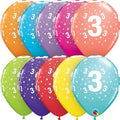 Happy Birthday Stars Number 3 11 Inch Latex Balloons Bag of 6 [49591]
