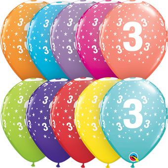 Happy Birthday Stars Number 3 11 Inch Latex Balloons Bag of 6 [49591]