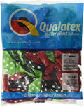 Qualatex Assorted Colors with White Big Polka Dots 11 inch Latex Balloons 50 Count [38469]