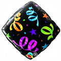 Confetti on Black Diamond Shaped 18 Inch Foil Mylar Balloon [34420]