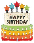 Happy Birthday Candle Star Birthday Cake 26 Inch Foil Mylar Balloon [25212]