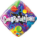Qualatex Congratulations Party Time Diamond Shape 18 Inch Foil Mylar Balloon [34436]