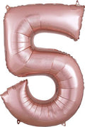 Number 5 Jumbo Balloon 34 Inch Foil Balloon Rose Gold Color [36216]