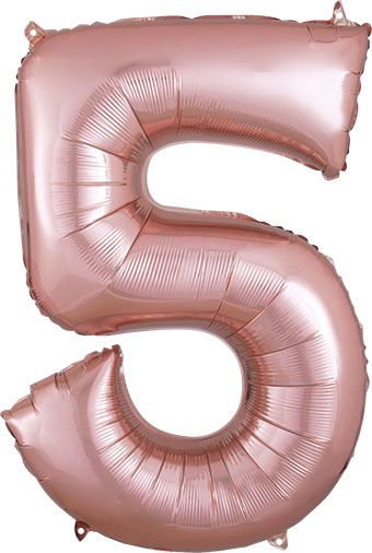 Number 5 Jumbo Balloon 34 Inch Foil Balloon Rose Gold Color [36216]