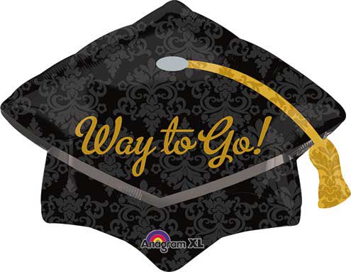 Way to Go Graduation Cap  27 Inch Foil Mylar Balloon [26004]