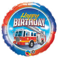 Happy Birthday Fire Truck 18 Inch Foil Mylar Balloon [41683]