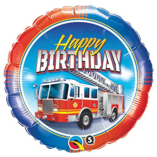 Happy Birthday Fire Truck 18 Inch Foil Mylar Balloon [41683]