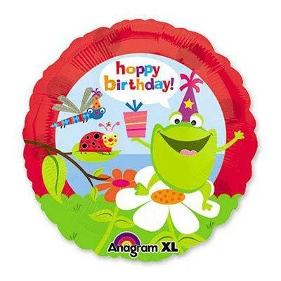 Cute Frog Ladybug & Dragonfly Hoppy Birthday Foil Mylar Balloon 1 Pack [17944]