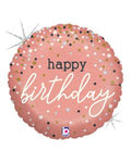 Happy Birthday Confetti Rose Gold 18 Inch Foil Mylar Balloon [36985]