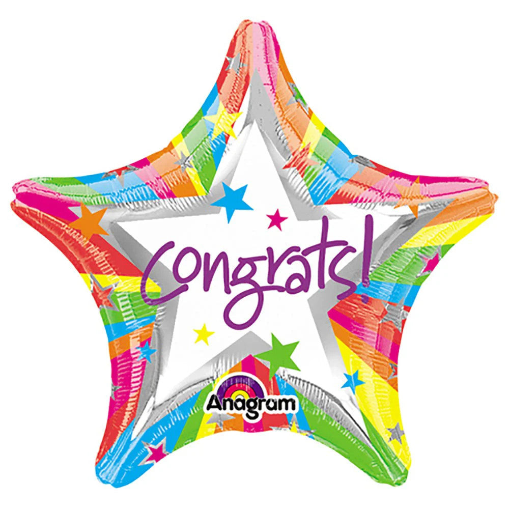 Rainbow Congrats 19 Inch Foil Mylar Balloon [09896]
