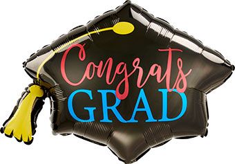 Congrats Grad Cap Red and Blue 31 Inch Foil Mylar Balloon [43839]