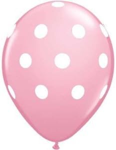Qualatex Pink with White Polka Dots 11 Inch Latex Balloons 12 Pack [77146PI-12]