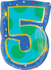 Number 5 Confetti Dots Junior Shape 20 Inch Foil Mylar Balloon [35764]