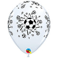 Qualatex Soccer Balls on White 11 Inch Latex Balloons Bag of 50 [11755]