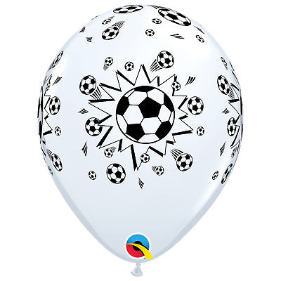 Qualatex Soccer Balls on White 11 Inch Latex Balloons Bag of 50 [11755]