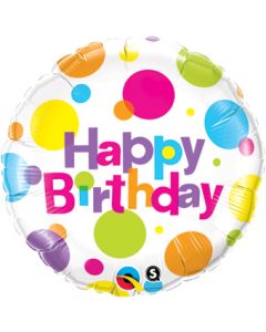 Happy Birthday Big Polka Dots 18 Inch Foil Mylar Balloon [29825]