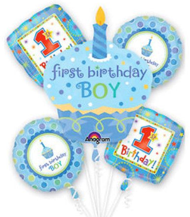 Sweet Cupcake Birthday Boy Balloon Bouquet 5 Pieces [22354]
