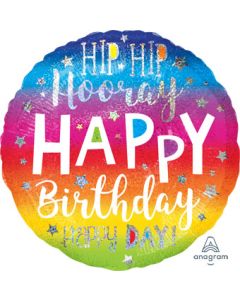 Happy Birthday Hip Hip Hooray 18 Inch Foil Mylar Balloon [39624]
