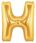 Megaloon Letter H Gold 34 Inch Foil Mylar Balloon [15908G]