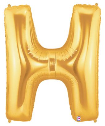 Megaloon Letter H Gold 34 Inch Foil Mylar Balloon [15908G]