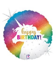 Happy Birthday Glittering Unicorn 18 Inch Foil Mylar Balloon [36882]