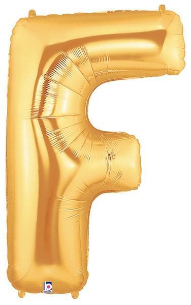 Megaloon Letter F Gold 34 Inch Foil Mylar Balloon [15906G]