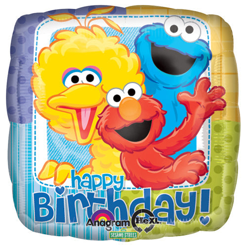 Sesame Street Happy Birthday Square 18 Inch  Foil Mylar Balloon [17852]