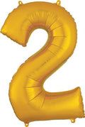 Number 2 Gold 35 Inch Foil Mylar Balloon [28246]