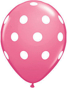Qualatex Big Polka Dots 16 Inch Latex - Rose Bag of 25 [47899]